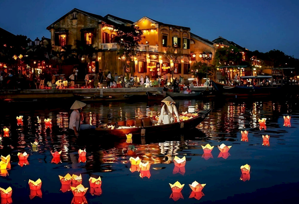 The ancient and serene beauty imbued with the colors of time in Hoi An Ancient Town, with its shimmering lantern-lit streets